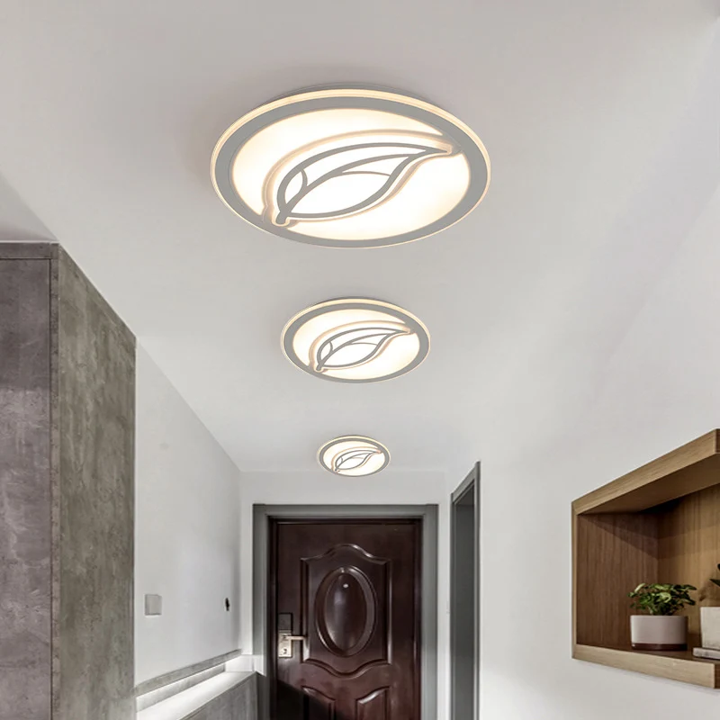 Moderne stijl cirkel inbouw plafondlamp LED gang inbouwlamp wit met bladpatroon, 16"/20"/24" groot
