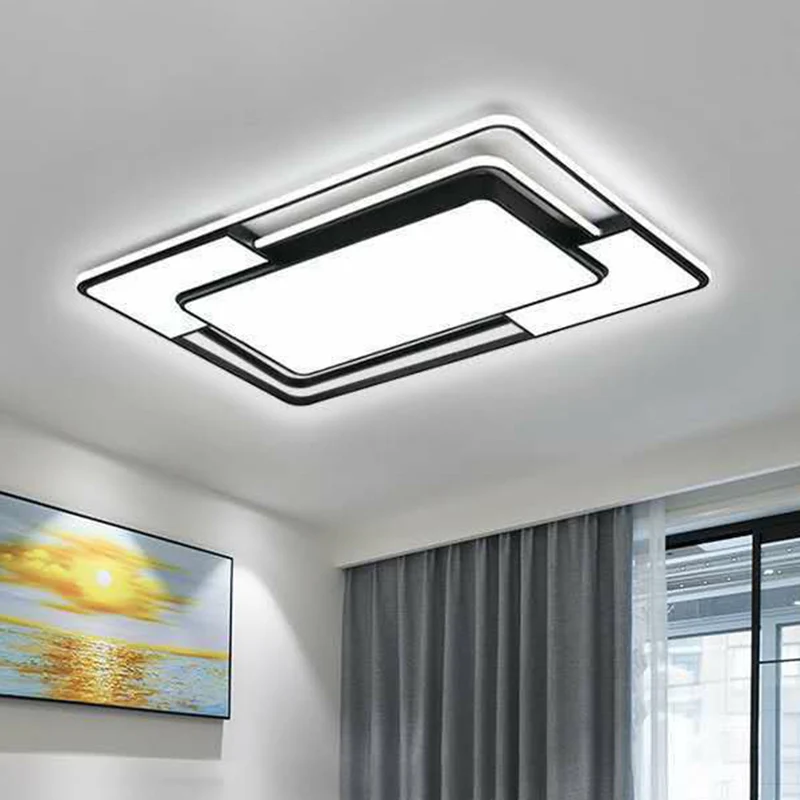 Moderne stijl geometrische inbouwlamp van metaal voor woonkamer LED-plafondlamp zwart met Afstandsbediening