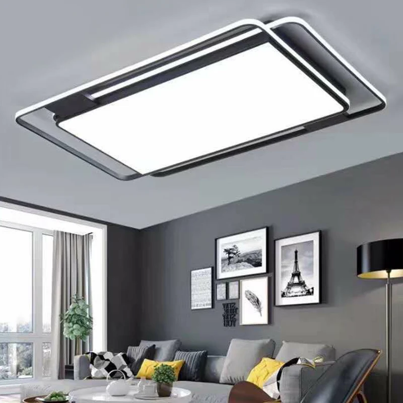 Moderne stijl geometrische inbouwlamp van metaal voor woonkamer LED-plafondlamp zwart met Afstandsbediening