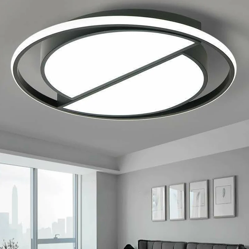 Moderne stijl geometrische inbouwlamp van metaal voor woonkamer LED-plafondlamp zwart met Afstandsbediening