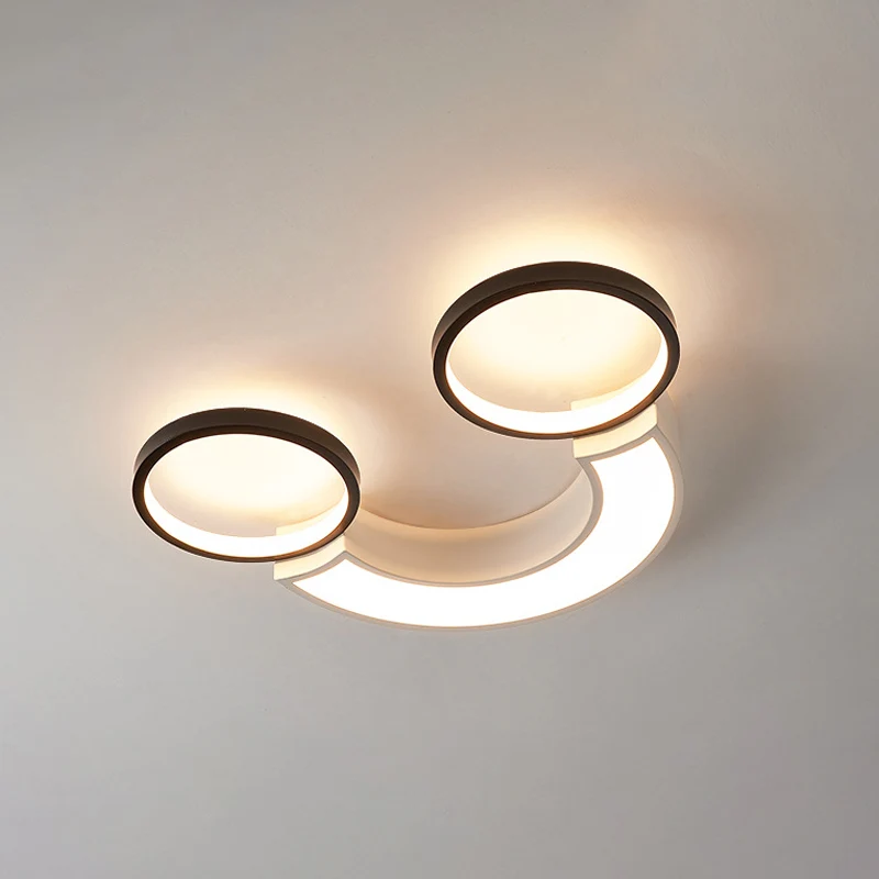 Nordic LED plafondinbouwlamp acryl zwart en wit smiley inbouwverlichting wit licht/afstandsbediening traploos dimmen met A...