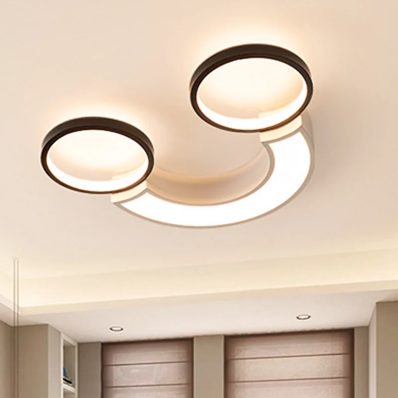 Nordic LED plafondinbouwlamp acryl zwart en wit smiley inbouwverlichting wit licht/afstandsbediening traploos dimmen met A...