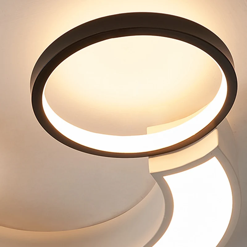 Nordic LED plafondinbouwlamp acryl zwart en wit smiley inbouwverlichting wit licht/afstandsbediening traploos dimmen met A...