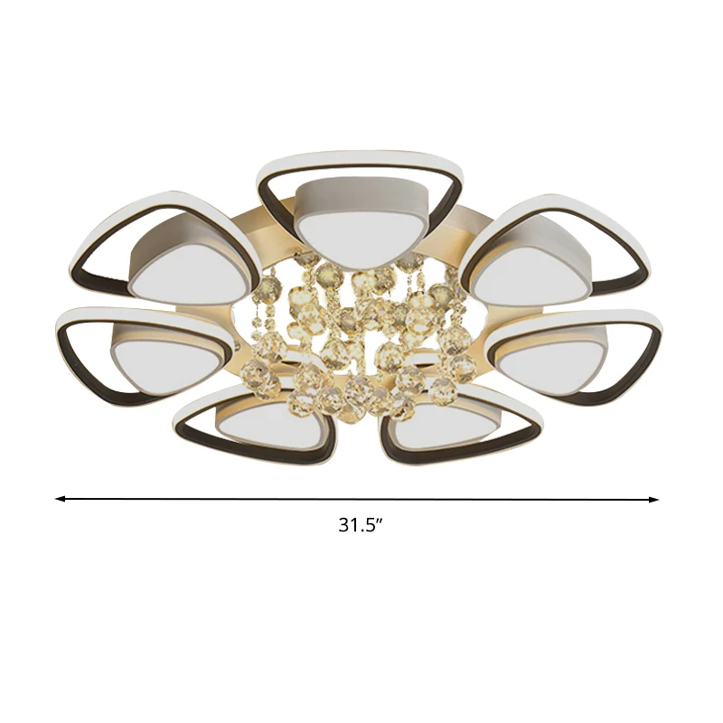 Plafondinbouwmontage met metalen bloemblaadjes, eigentijdse LED-zwart-witte binnenverlichting met kristallen drapering, wa...