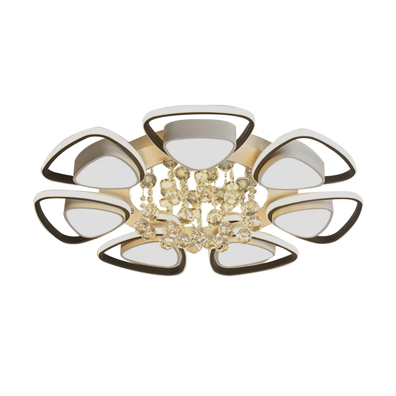 Plafondinbouwmontage met metalen bloemblaadjes, eigentijdse LED-zwart-witte binnenverlichting met kristallen drapering, wa...