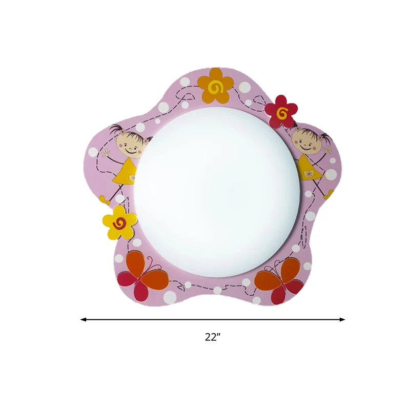 Plafondlamp met acrylbloemen, meisjesslaapkamer, hal, mooi inbouwlicht roze afwerking met Afstandsbediening