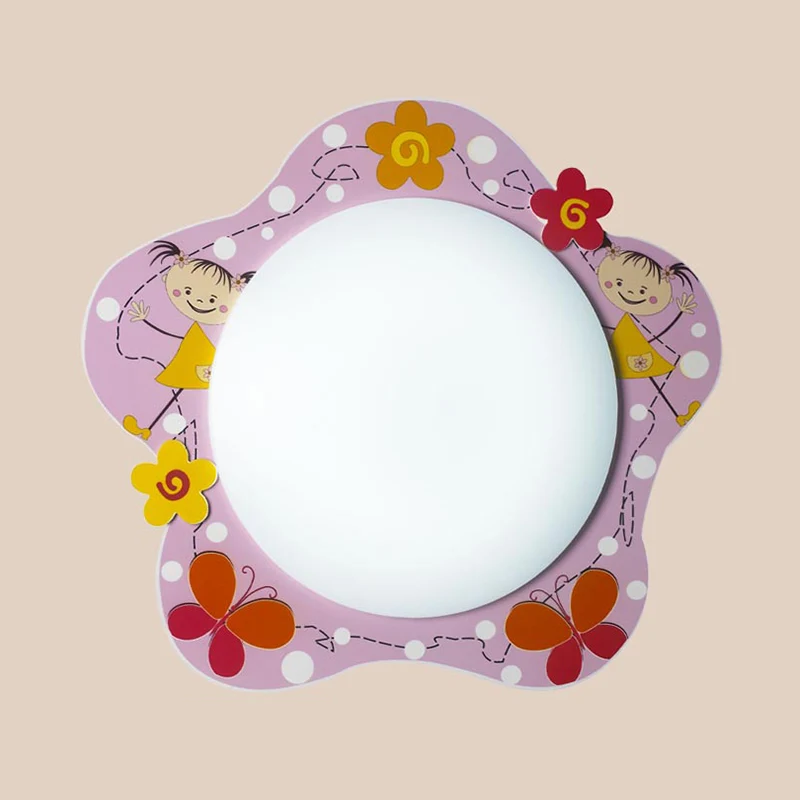 Plafondlamp met acrylbloemen, meisjesslaapkamer, hal, mooi inbouwlicht roze afwerking met Afstandsbediening