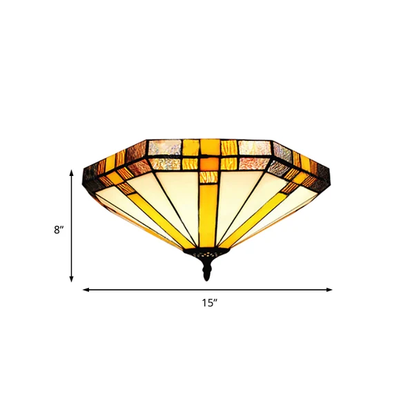 Premium LED Geometrische plafondlamp Tiffany-stijl glas--lood 3-lichts inbouwplafondlamp