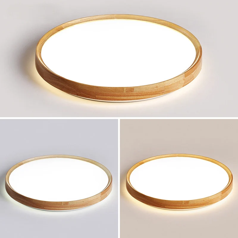 Premium LED Houten ronde LED-inbouw hedendaagse natuurtint inbouwplafondlamp voor woonkamer