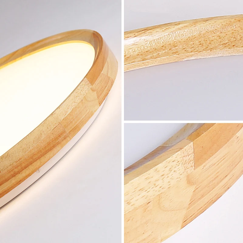 Premium LED Houten ronde LED-inbouw hedendaagse natuurtint inbouwplafondlamp voor woonkamer