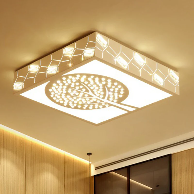 Premium LED K9 Kristal Vierkant Plafondlamp Armatuur Scandinavisch Wit LED Inbouwlicht warm/wit/3 kleuren helder