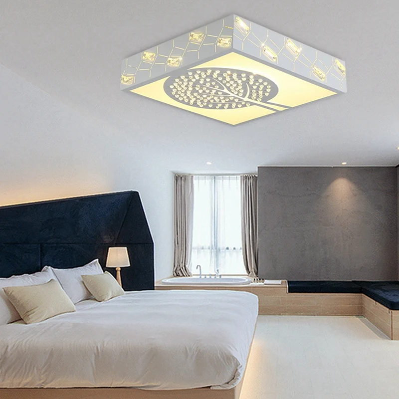 Premium LED K9 Kristal Vierkant Plafondlamp Armatuur Scandinavisch Wit LED Inbouwlicht warm/wit/3 kleuren helder