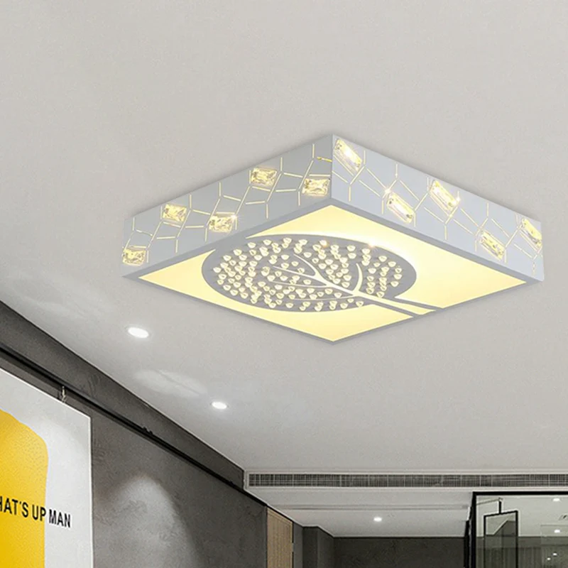 Premium LED K9 Kristal Vierkant Plafondlamp Armatuur Scandinavisch Wit LED Inbouwlicht warm/wit/3 kleuren helder