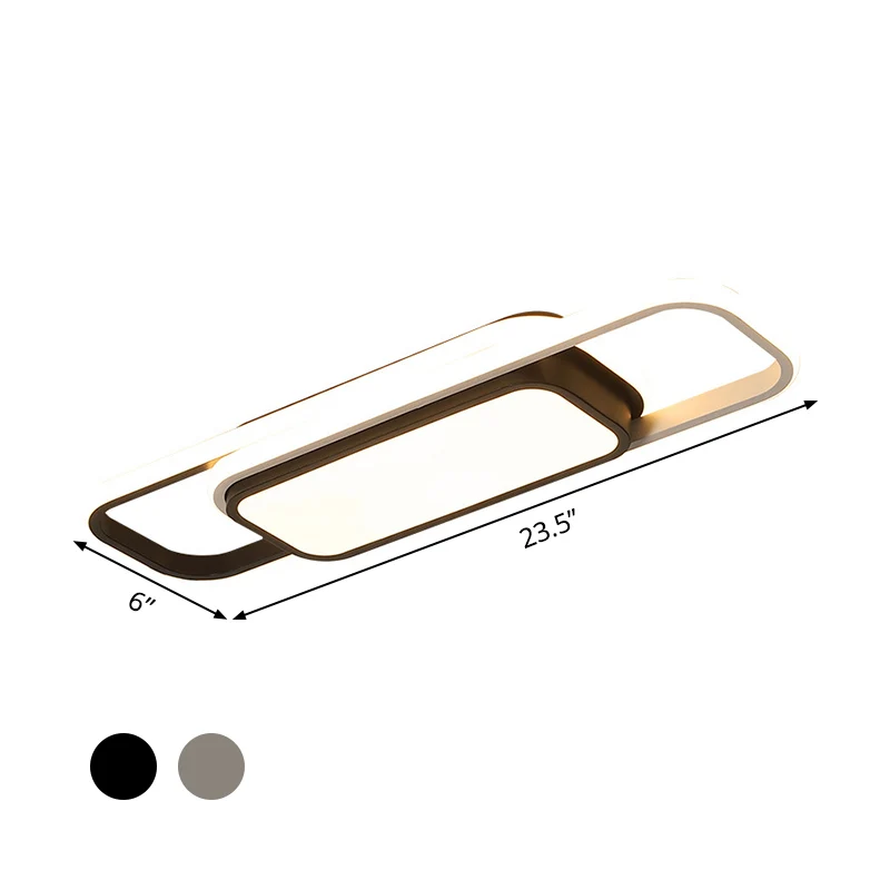 Premium LED Kubieke/Cuboid Dorm-plafondlamp Metaal Simpel 16/23,5 inch brede LED-inbouwlamp zwart/grijs met glansframe, wa...