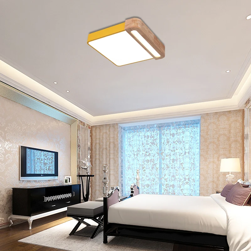 Premium LED Nordic vierkante acryl inbouwlamp 12"/16" brede LED-plafondlamp grijs/wit/rood met houtbescherming