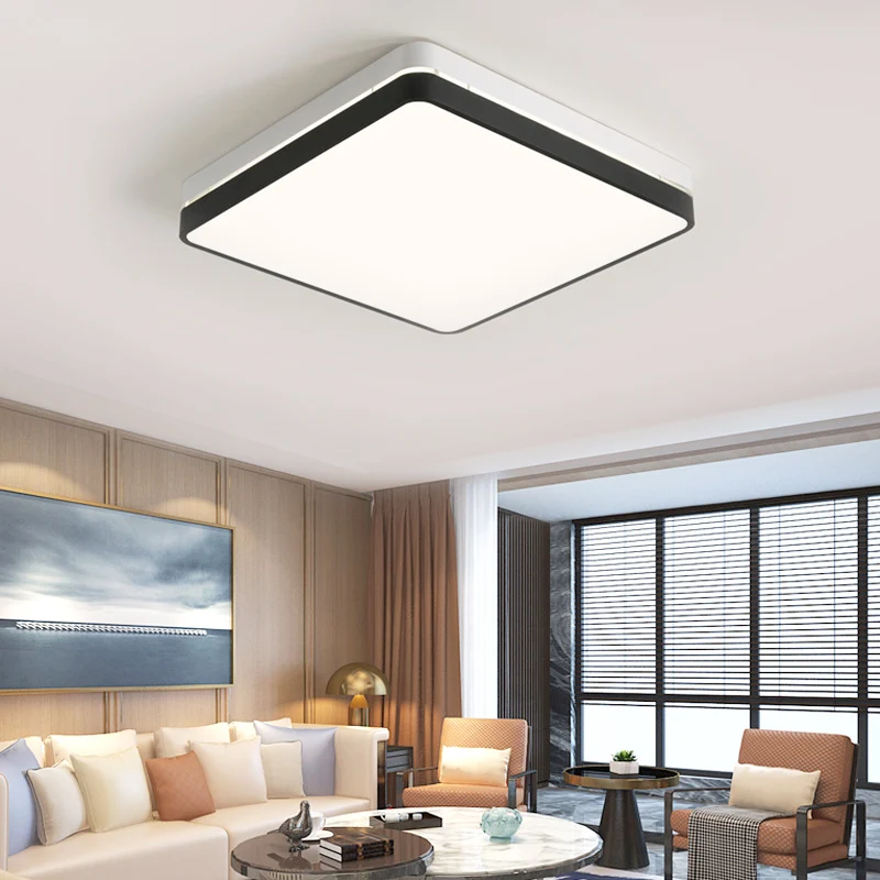 Premium LED Zwart-wit vierkante plafondlamp Moderne eenvoudige acrylschaduw LED-inbouwverlichting voor slaapkamer