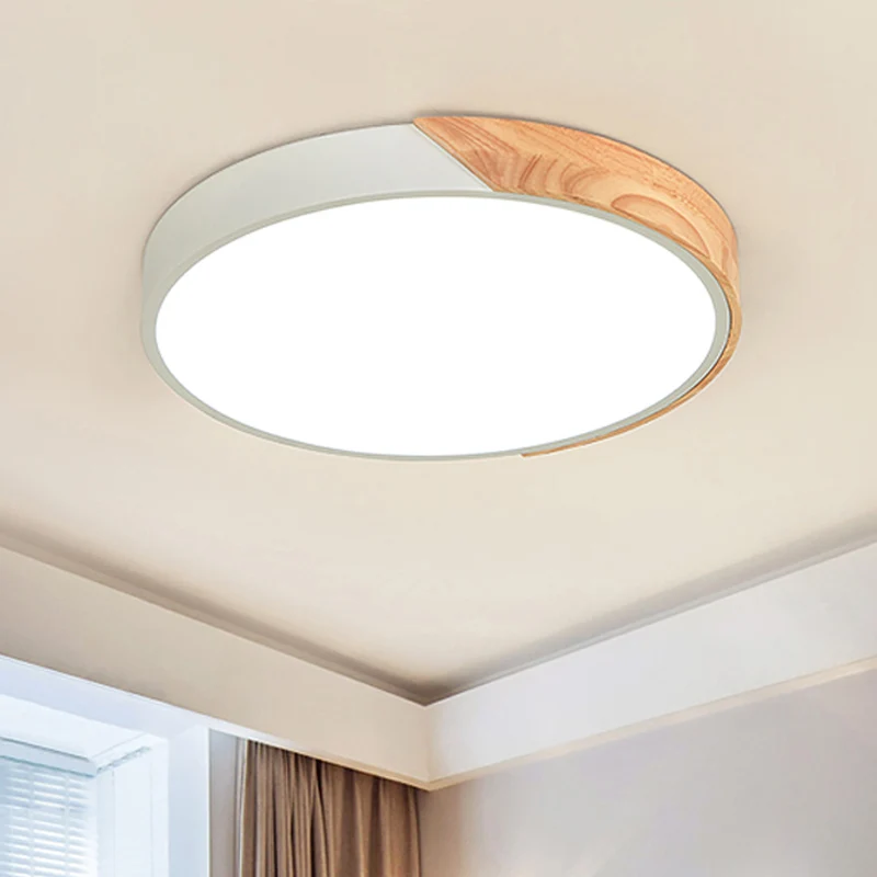 Rond inbouwlicht modernistisch metaal LED roze/wit plafondgemonteerd armatuur met acryl diffuser, 12"/16"/19,5" wijd | Sne...