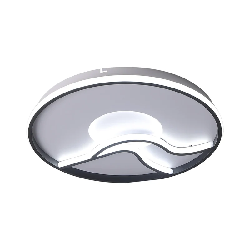 Ronde slaapkamer inbouwlamp metaal 16,5"/20,5"/24,5" diam. LED-minimalisme inbouwlamp zwart, wit/warm zacht