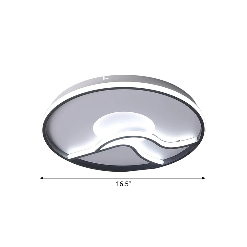 Ronde slaapkamer inbouwlamp metaal 16,5"/20,5"/24,5" diam. LED-minimalisme inbouwlamp zwart, wit/warm zacht