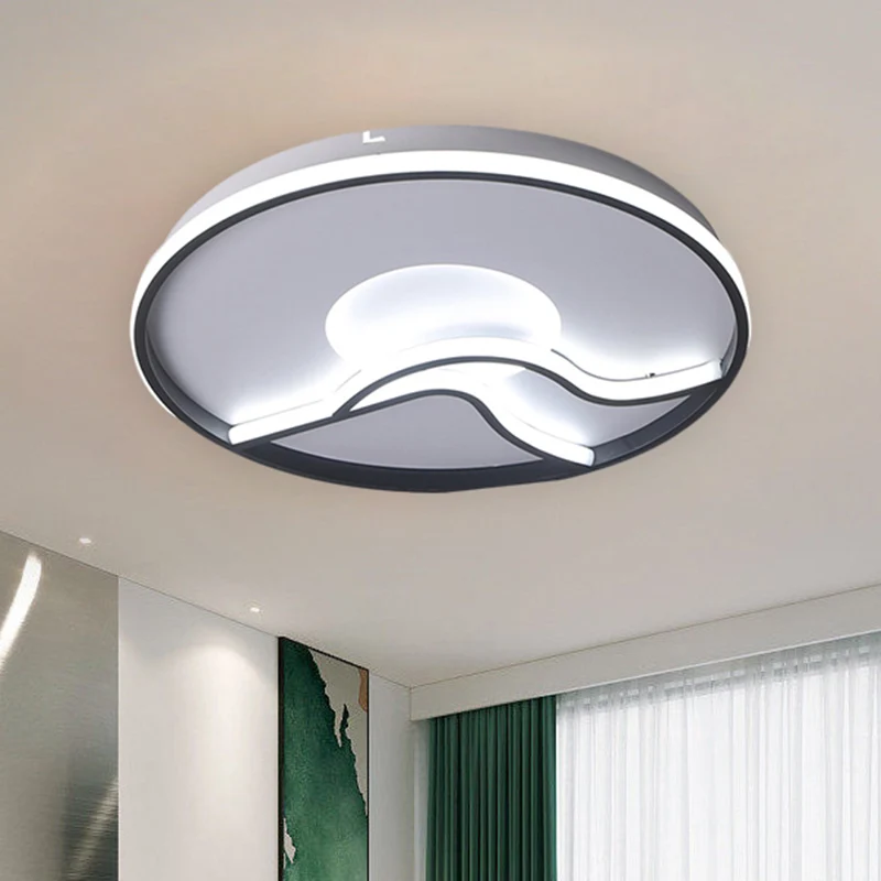 Ronde slaapkamer inbouwlamp metaal 16,5"/20,5"/24,5" diam. LED-minimalisme inbouwlamp zwart, wit/warm zacht