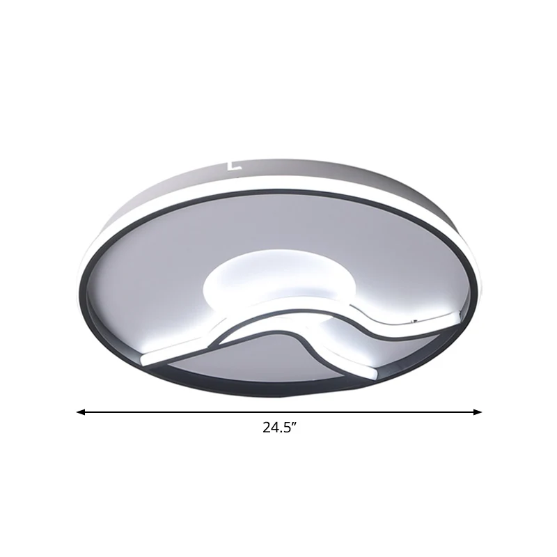 Ronde slaapkamer inbouwlamp metaal 16,5"/20,5"/24,5" diam. LED-minimalisme inbouwlamp zwart, wit/warm zacht