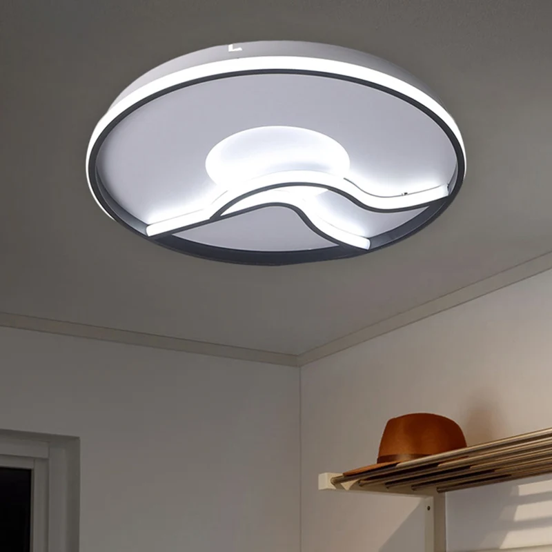 Ronde slaapkamer inbouwlamp metaal 16,5"/20,5"/24,5" diam. LED-minimalisme inbouwlamp zwart, wit/warm zacht