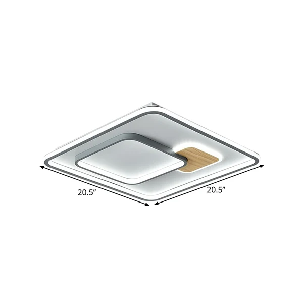 Vierkante acryl plafondgemonteerde armatuur minimalisme LED grijze inbouwlamp warm/wit helder, 16,5"/20,5" breedte