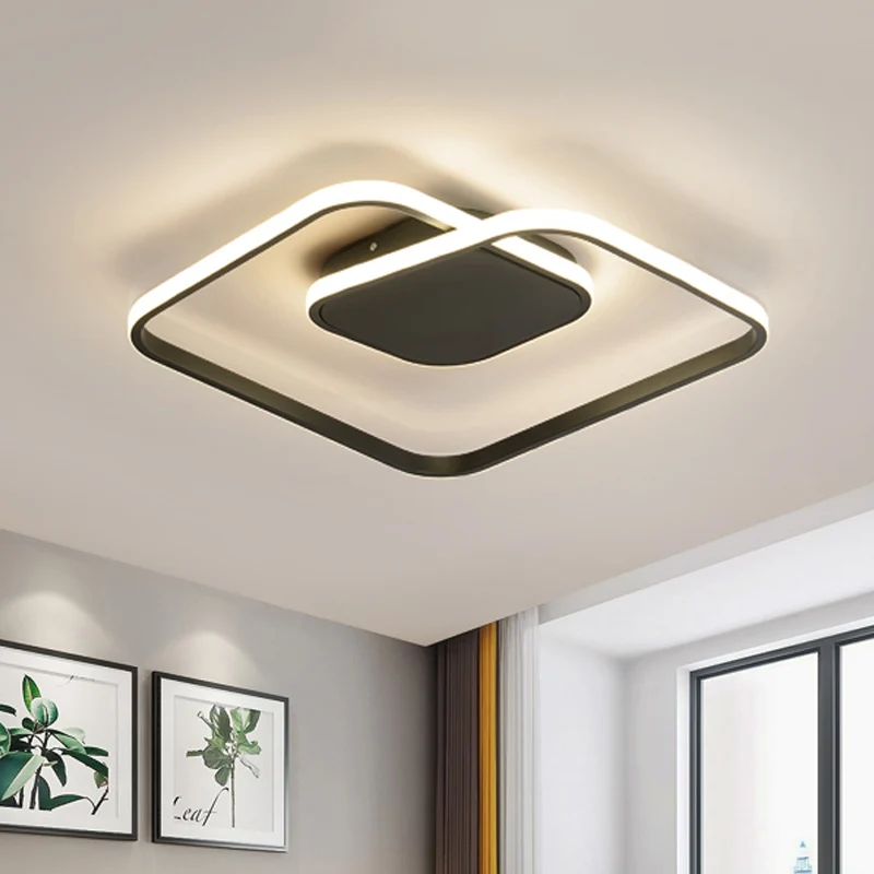 Vierkante inbouwplafondlamp eigentijds acryl wit/zwart/goud moderne LED-plafondlamp voor slaapkamer warm/wit met Afstandsb...