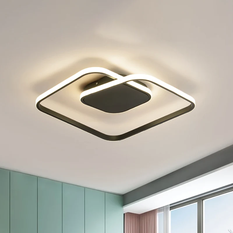 Vierkante inbouwplafondlamp eigentijds acryl wit/zwart/goud moderne LED-plafondlamp voor slaapkamer warm/wit met Afstandsb...