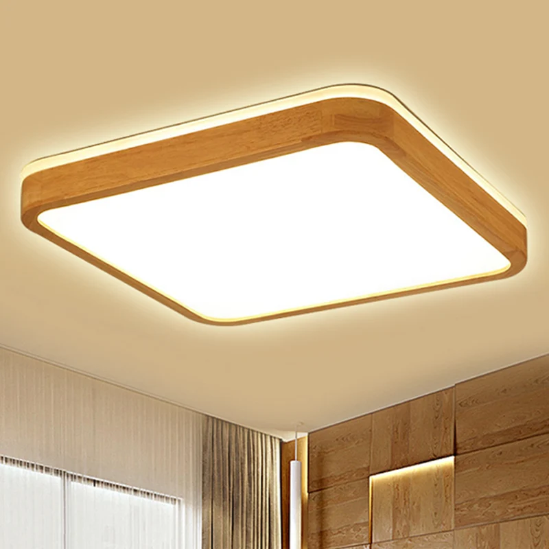 Vierkant/rechthoekig hout inbouwlamp eigentijds led 12"/16"/19,5" breed beige inbouw plafondlamp met matte diffuser natuur...