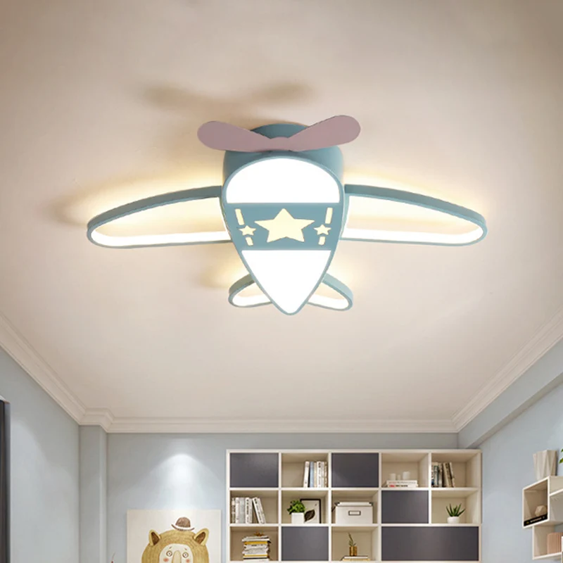 Vliegtuigvormige acryl plafondverlichting Eenvoudig roze/blauw LED-inbouwarmatuur wit/3 kleuren helder
