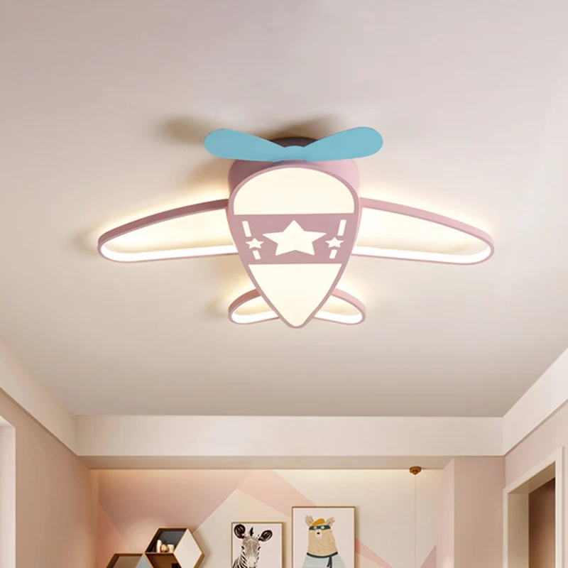 Vliegtuigvormige acryl plafondverlichting Eenvoudig roze/blauw LED-inbouwarmatuur wit/3 kleuren helder