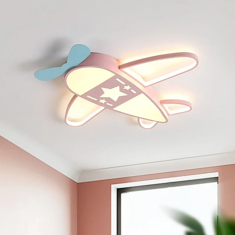 Vliegtuigvormige acryl plafondverlichting Eenvoudig roze/blauw LED-inbouwarmatuur wit/3 kleuren helder