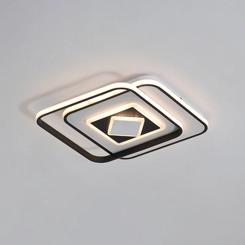 Zwart Vierkant Plafondgemonteerd Armatuur Modernisme Acryl LED Inbouwverlichting warm/3 kleurenlicht | Snel Thuisbezorgd