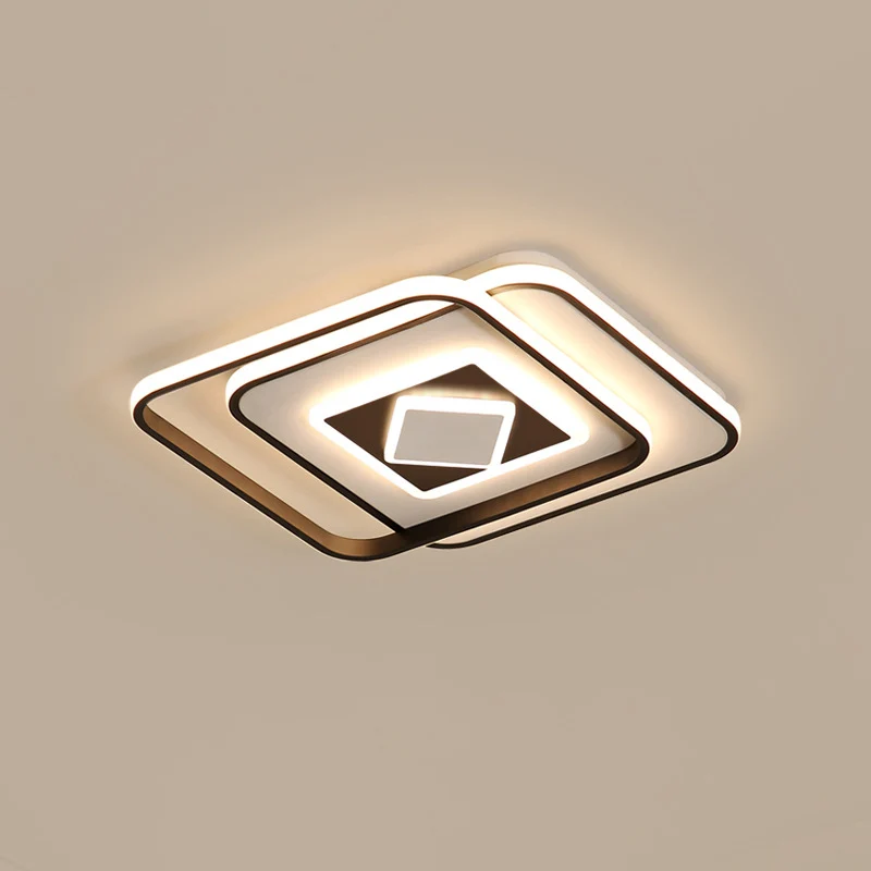 Zwart Vierkant Plafondgemonteerd Armatuur Modernisme Acryl LED Inbouwverlichting warm/3 kleurenlicht | Snel Thuisbezorgd