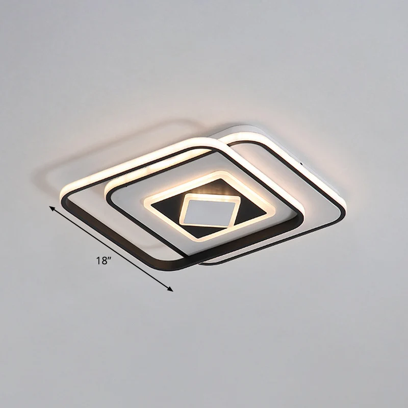 Zwart Vierkant Plafondgemonteerd Armatuur Modernisme Acryl LED Inbouwverlichting warm/3 kleurenlicht | Snel Thuisbezorgd
