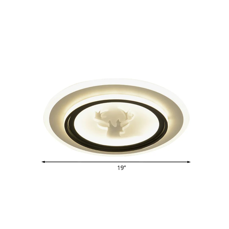 Zwart-witte ronde inbouwlamp Cartoon LED acryl inbouwlamp met vliegtuig/hertenpatroon met Afstandsbediening