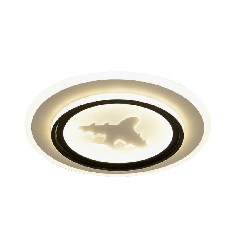 Zwart-witte ronde inbouwlamp Cartoon LED acryl inbouwlamp met vliegtuig/hertenpatroon met Afstandsbediening