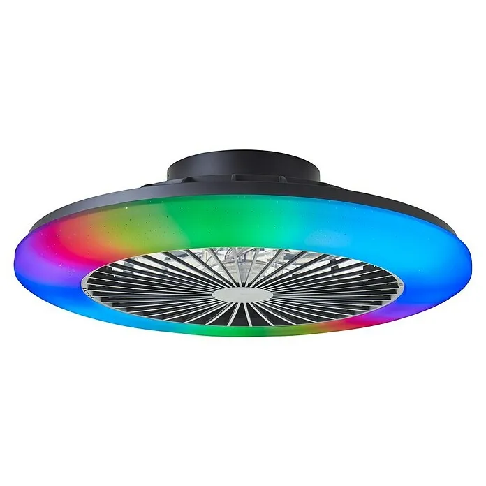 Brilliant Plafondventilator met LED verlichting - Zwart, 48,5 cm met Afstandsbediening