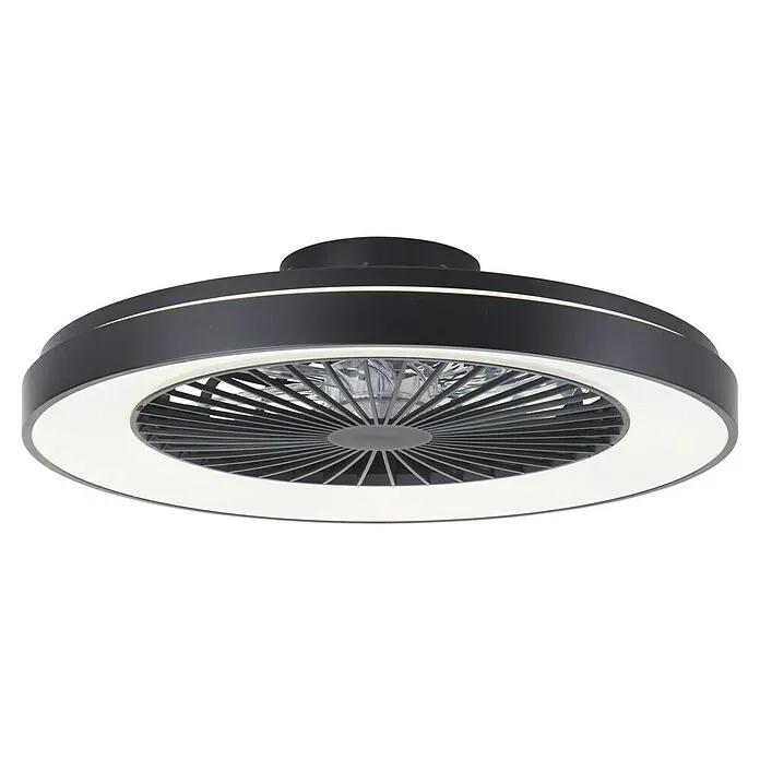 IP44 Waterdichte Brilliant Plafondventilator met LED verlichting - Zwart, 58 cm