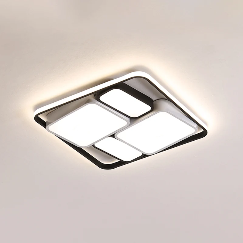 Premium LED Rechthoekig inbouwlichtarmatuur Eigentijds acryl zwart plafondmontagelicht voor woonkamer