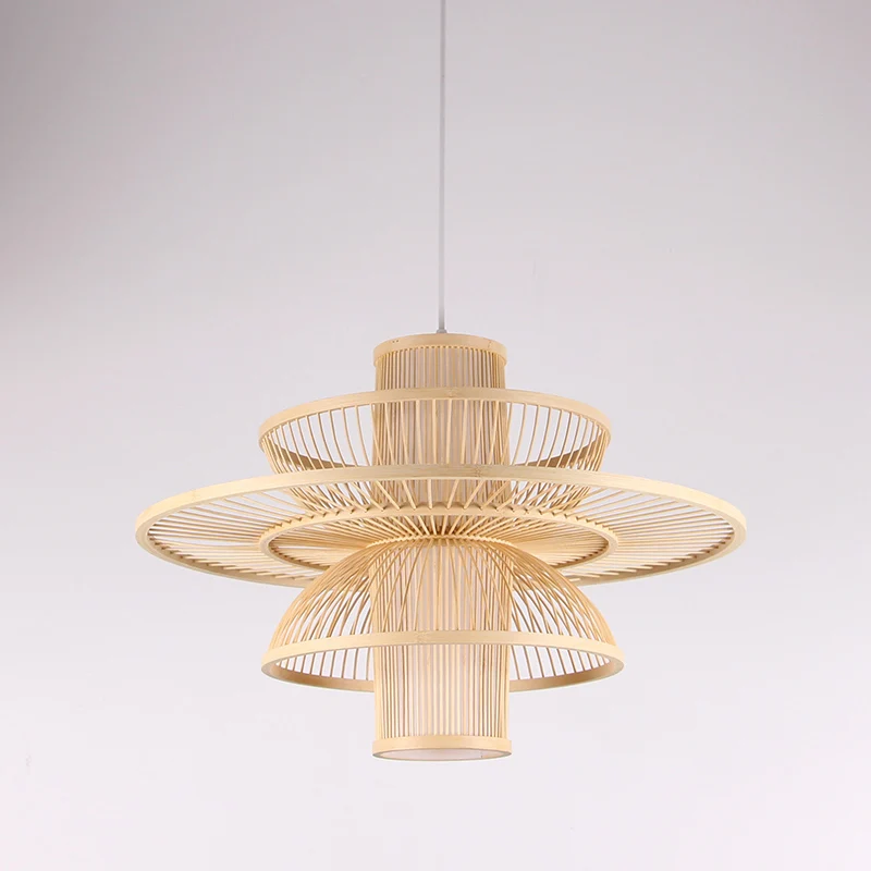 Lotus-achtige bamboe ophangverlichting Minimalistische 1-kops houten hangende plafondlamp voor theesalon | Snel Thuisbezorgd