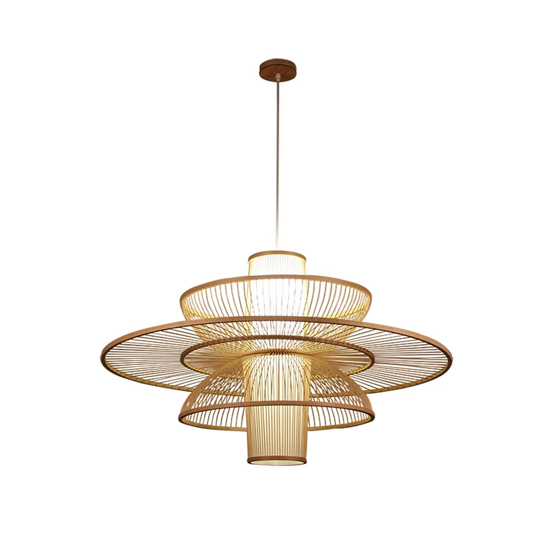 Lotus-achtige bamboe ophangverlichting Minimalistische 1-kops houten hangende plafondlamp voor theesalon | Snel Thuisbezorgd