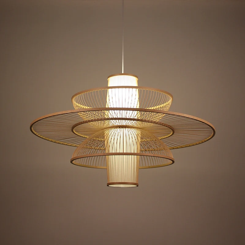 Lotus-achtige bamboe ophangverlichting Minimalistische 1-kops houten hangende plafondlamp voor theesalon | Snel Thuisbezorgd