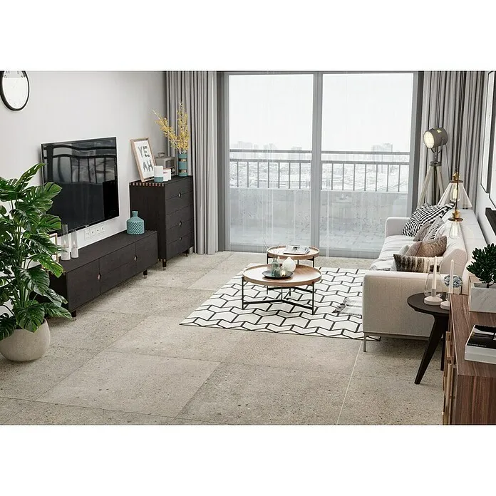 Keramische tegel Ikon - 90 x 90 cm, Taupe, Mat