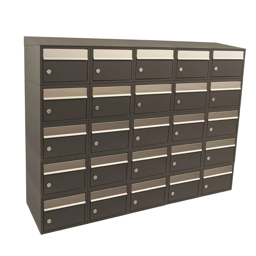 Brievenbusunit Brickset 5-breed, 5-hoog met dak Antraciet 113,5x147,5x38 cm (HxBxD) met Naamplaatje