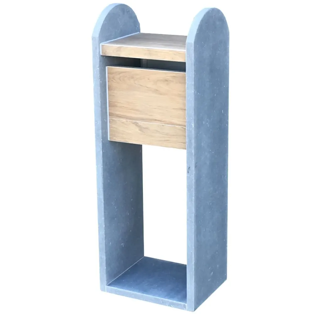 Buitenmuur VASP Madrid Moon 3cm Houtlook Brievenbus - Belgische blauwe hardsteen