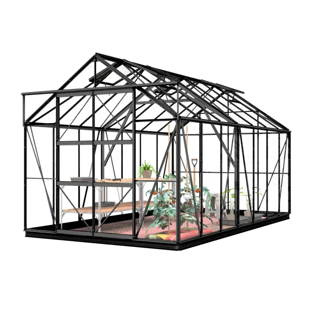 Gegalvaniseerde Lykke Greenhouse Hybrid 11,3m2, ebbenhout