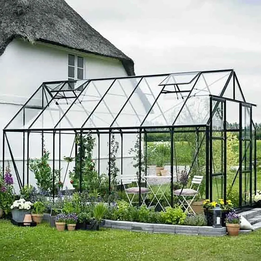 Gegalvaniseerde Lykke Greenhouse Hybrid 11,3m2, ebbenhout
