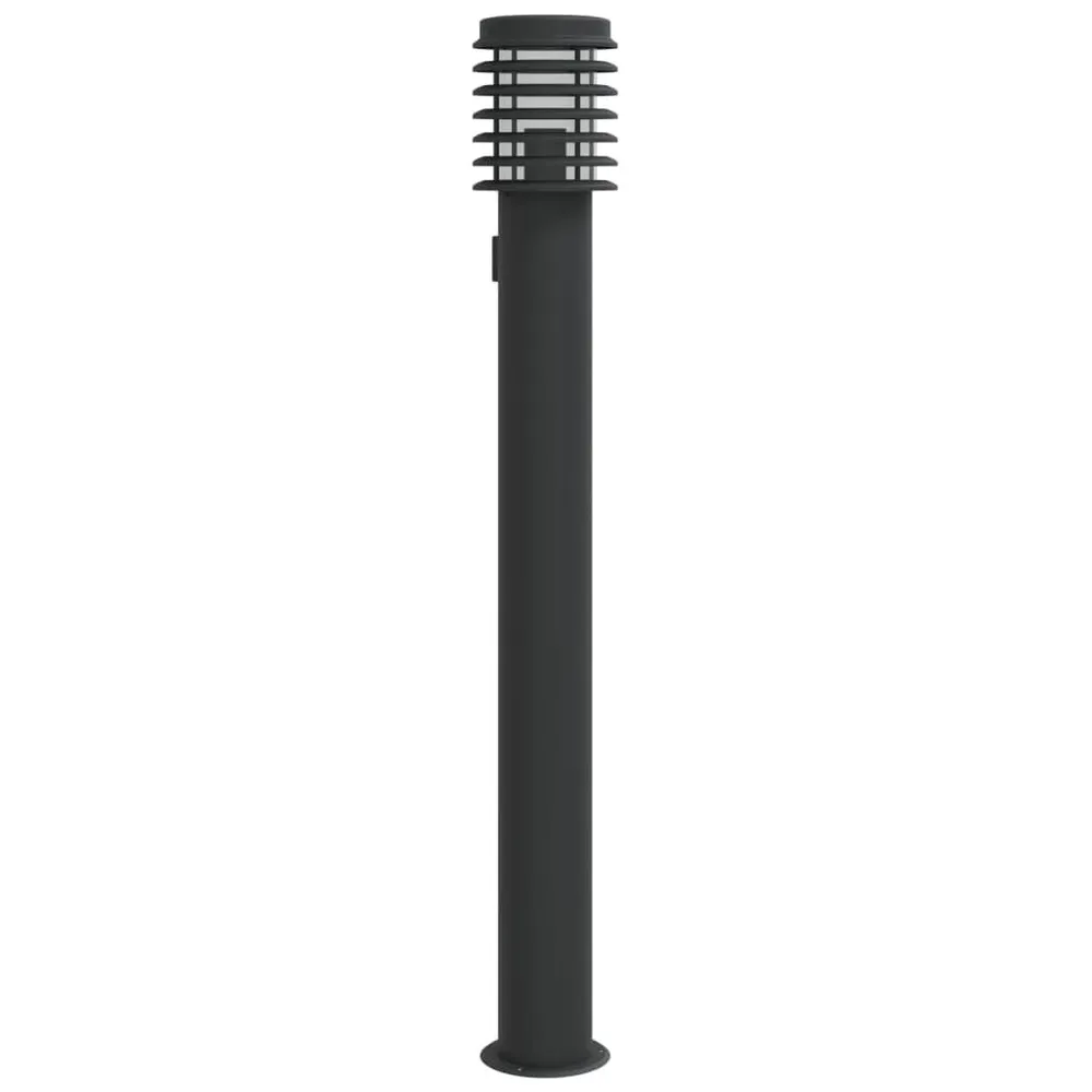 Buitenvloerlamp met stopcontact 110 cm roestvrijstaal zwart